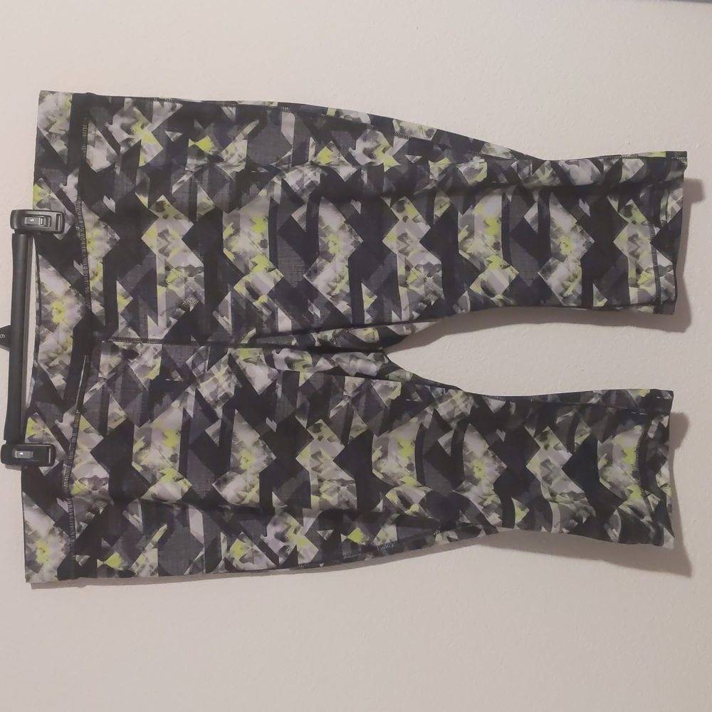 FILA Sport Running Athletic Pants Woman Size 3X Black White and Neon Yellow